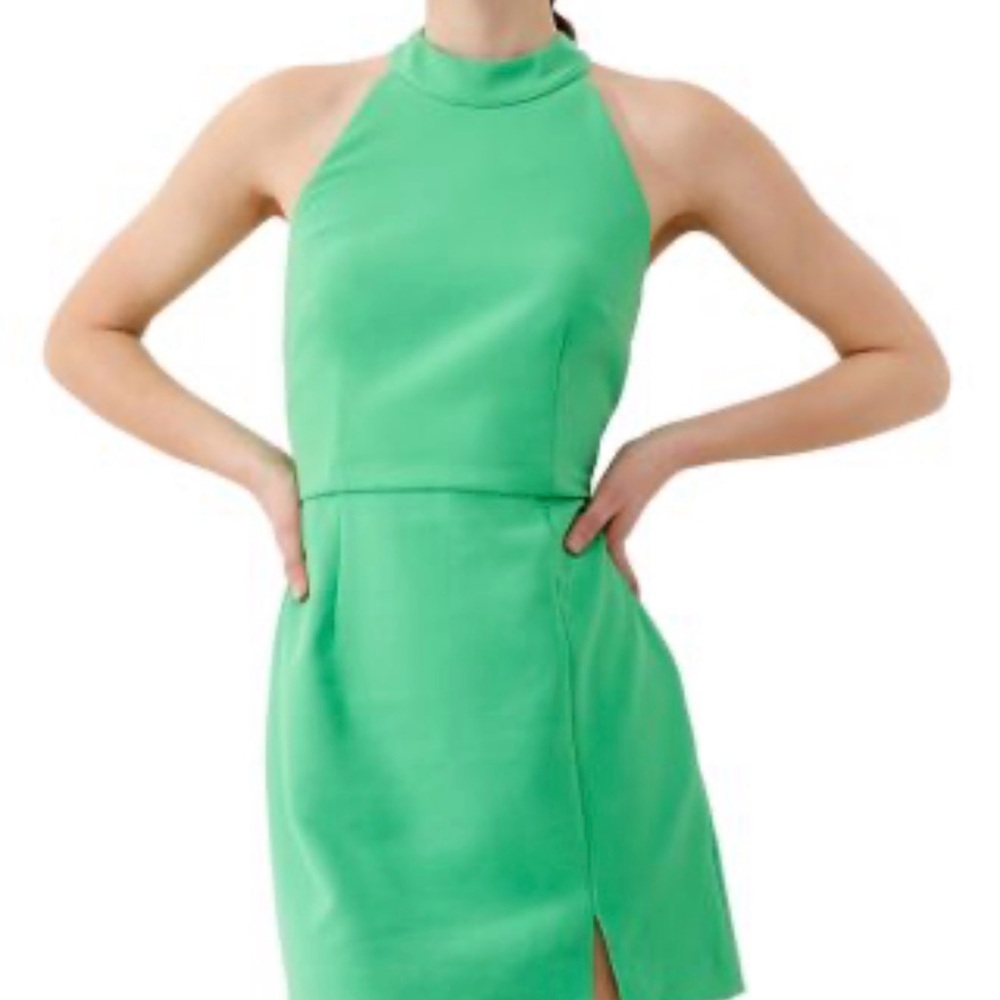 French Connection Bright Green Halter Mini Dress